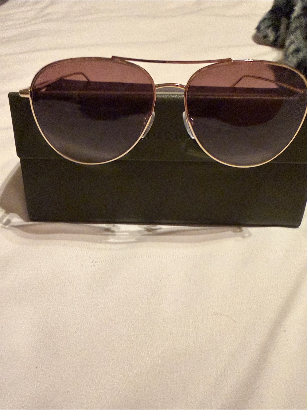 Longchamp Aviator Sunglasses with Rose-Tinted Lenses